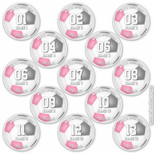 Pegatina colores del equipo de fútbol femenino rosa gris 13