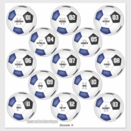 Pegatina colores del equipo de fútbol negro azul 13 nombres