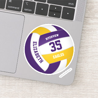 Pegatina colores del equipo de oro morado chicas de voleibo