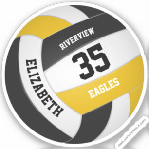 Pegatina colores del equipo de oro negro chicas de voleibol