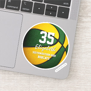 Pegatina Colores del equipo de oro verde chicas baloncesto