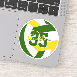 Pegatina colores del equipo de voleibol dorado verde