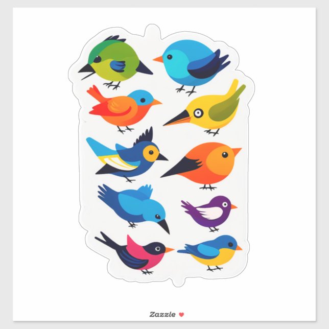 Pegatina Colorful Cartoon Bird Sticker Set (Hoja)