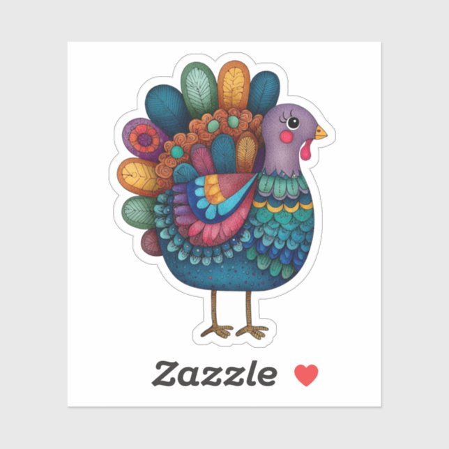 Pegatina Colorful Thanksgiving Turkey (Hoja)