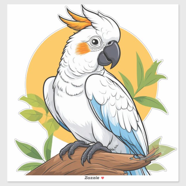 Pegatina Colorful White Cockatoo (Hoja)