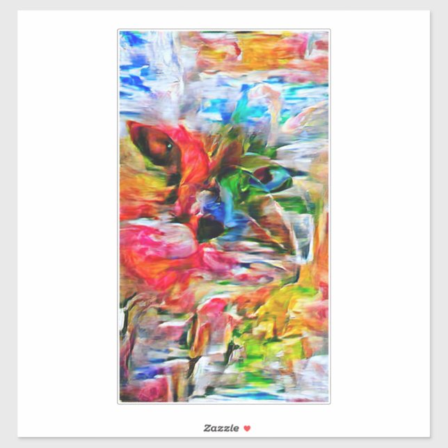 Pegatina Colorida abstracción de arte de gatos expresionist (Hoja)