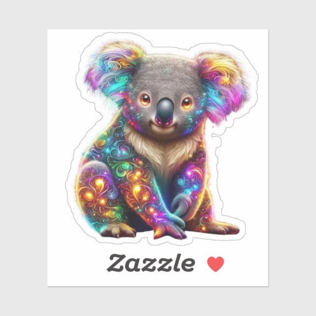 Pegatina "Colorida Koala brillante - Arte Radiante de Vida  (Hoja)