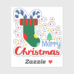 Pegatina Colorida Merry Christmas Square Wrapping Srickers<br><div class="desc">Coloridos dulces navideños de Cereza en calcetines pegatina cuadrado para envolturas de regalo y etiquetas.</div>