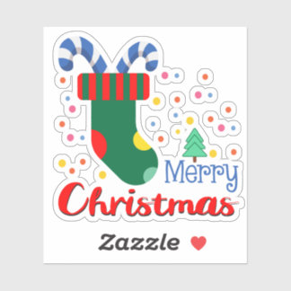 Pegatina Colorida Merry Christmas Square Wrapping Srickers