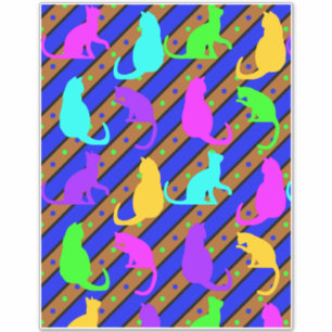 Pegatina Coloridas rayas de gatos y polkadots Arte pop anim