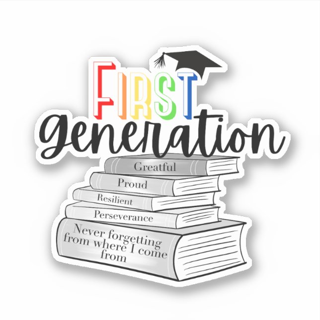 Pegatina Colorido arcoiris de primera generación con libros (Anverso)