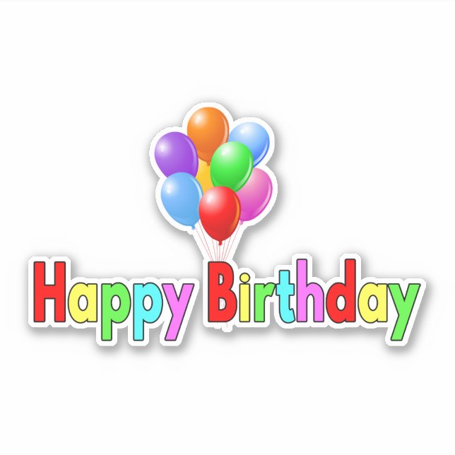 Pegatina Colorido Arte Feliz Cumpleaños (Anverso)