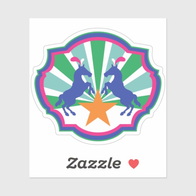 Pegatina Colorido circo show Ponies (Hoja)