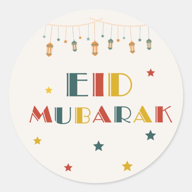 Pegatina colorido de Eid Mubarak (Anverso)