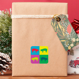 Pegatina colorido de Plaza de Cerdos