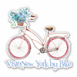 Pegatina Colorido estilo retro visita Nueva York en bicicle