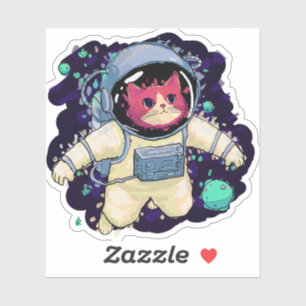 Pegatina Colorido gato astronauta