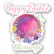 Colorido mundo Feliz Pascua Bendeciendo texto Pers