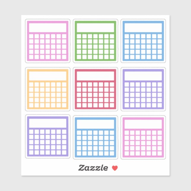 Pegatina Colorido rastreador mensual de hábitos (Hoja)