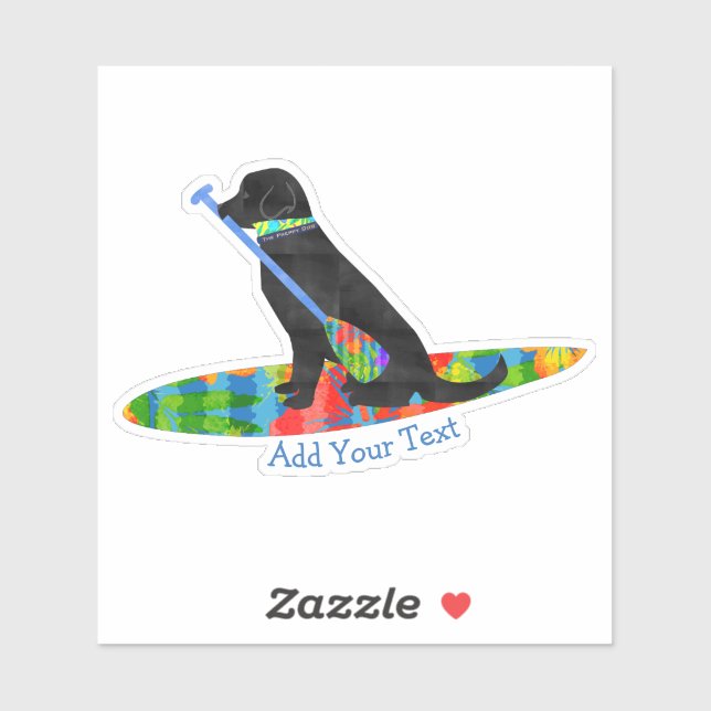 Pegatina Colorido Stand Up Paddle Board Preppy Black Lab (Hoja)