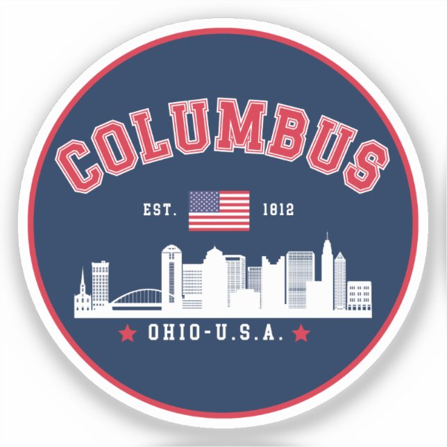 Pegatina Columbus Ohio Cityscape Design (Anverso)