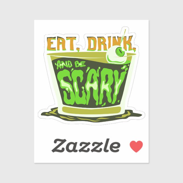 Pegatina Coma bebida y da miedo Halloween Pun Funny (Hoja)