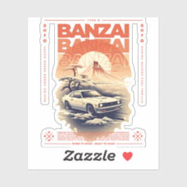 Pegatina Combinación de autos JDM en el paisaje japonés.