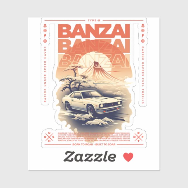 Pegatina Combinación de autos JDM en el paisaje japonés. (Hoja)