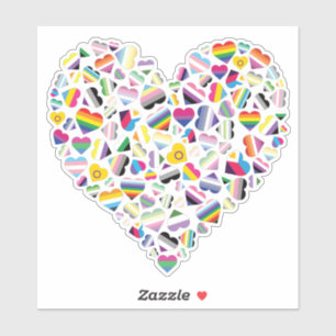 Pegatina Combinación de corazones de la bandera del Orgullo