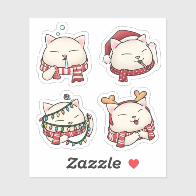 Pegatina Combo de gato de Navidades divertidos (Hoja)