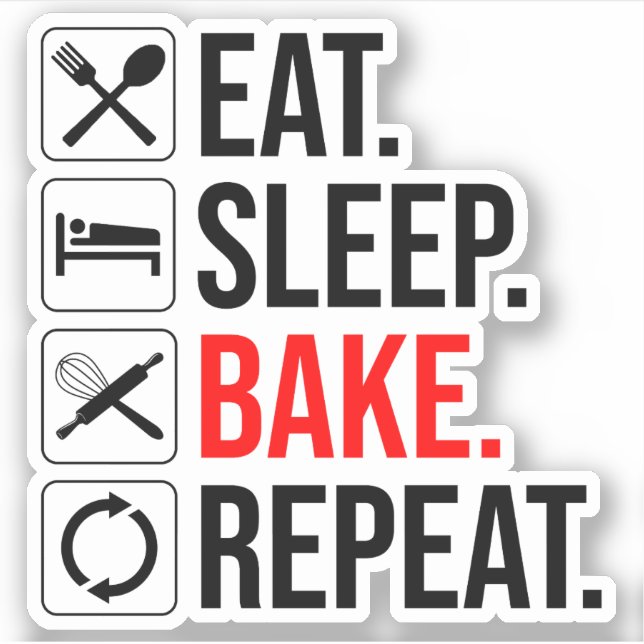 Pegatina Come. Duerme. Bake. Repite (Anverso)