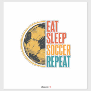 Pegatina Come Fútbol Duerme Repite Camiseta Vintage Diseño