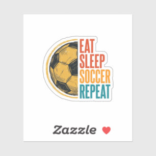 Pegatina Come Fútbol Duerme Repite Camiseta Vintage Fútbol