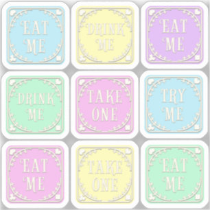 Pegatina "Come Me" "Bebe Me" Maravilla Fiesta de té Whimsic