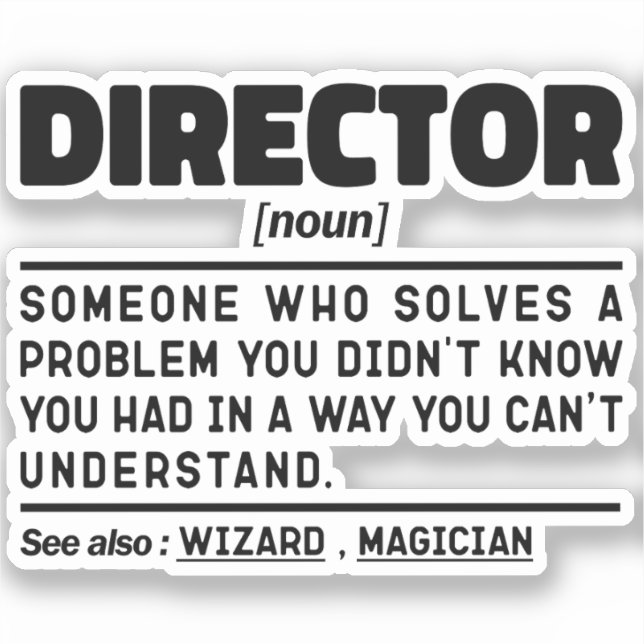 Pegatina Comentario sarcástico del director Noun (Anverso)