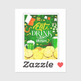 Pegatina Comer bebida y ser irlandés