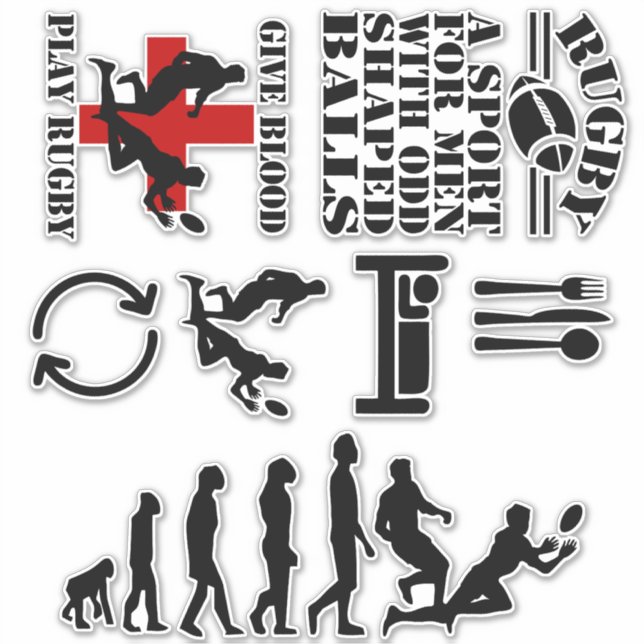 Pegatina Comer la colección de repetición de Rugby de suspe (Anverso)