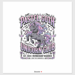 Pegatina comercial del club de unicornios góticos