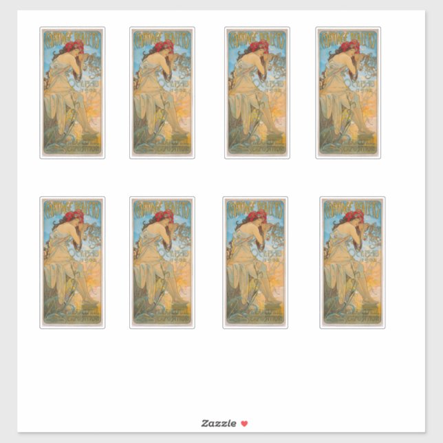 Pegatina Comerciantes de transporte por Alphonse Mucha (190 (Hoja)