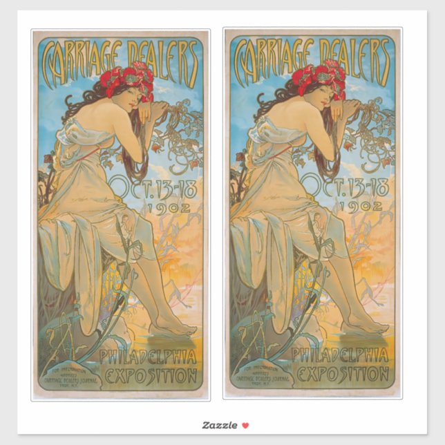 Pegatina Comerciantes de transporte por Alphonse Mucha (190 (Hoja)