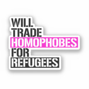 Pegatina Comerciarán homófobos para los refugiados