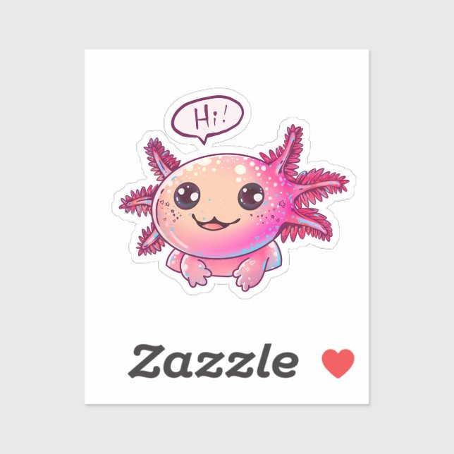 Pegatina Cómic lindo Axolotl al estilo personalizado (Hoja)