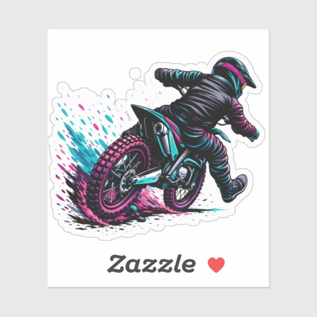 Pegatina Comic Style Motocross Rider Mud Splash  (Hoja)