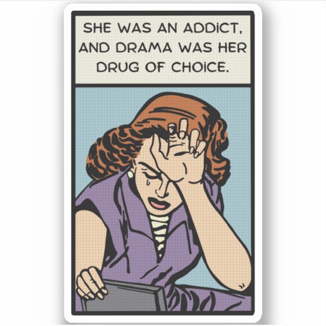 Pegatina Cómic Woman Necesita Drama (Anverso)