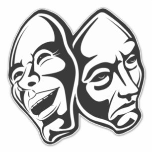 Pegatina Cómico Tragedia el teatro enmascara mascarada sigu