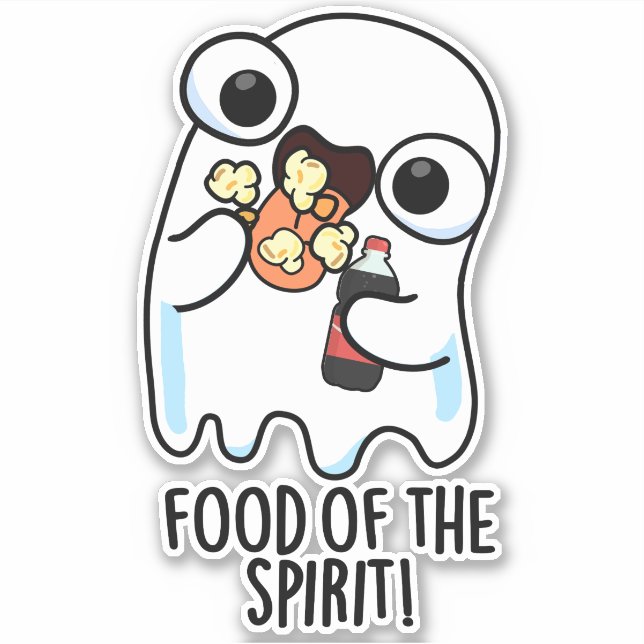 Pegatina Comida Del Espíritu Chiste Divertido De Fantasma  (Anverso)