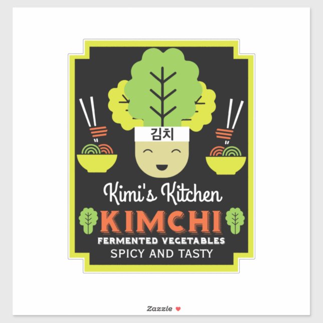 Pegatina Comida hecha en casa de cocina Kimchi (Hoja)
