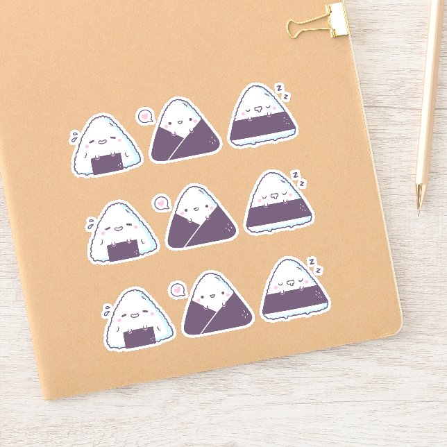 Pegatina Comida japonesa dulce Onigiri Rice Balls Funny (Cuaderno)