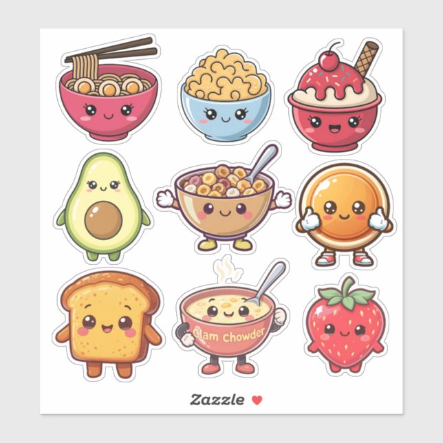 Pegatina Comida Kawaii Adorable  (Hoja)