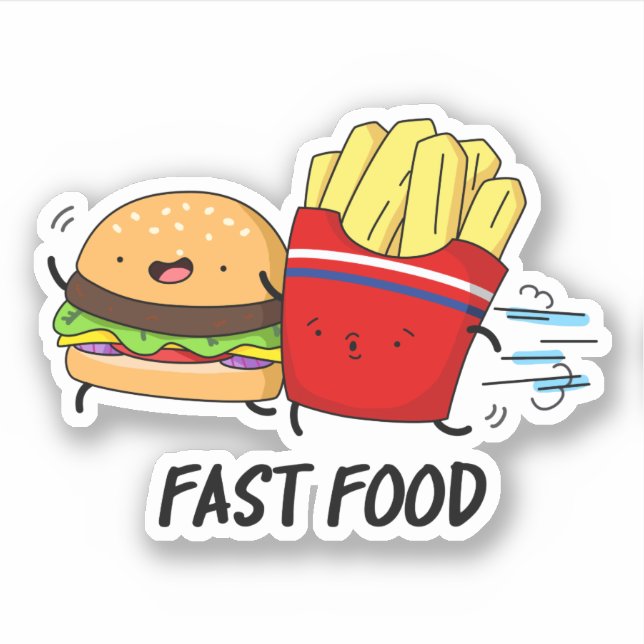 Pegatina Comida Rápida Burguesa Graciosa Y Bollos De Fries (Anverso)